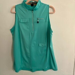 Jamie Sadock Sunsense Sleeveless Golf Top Aqua Blue XL